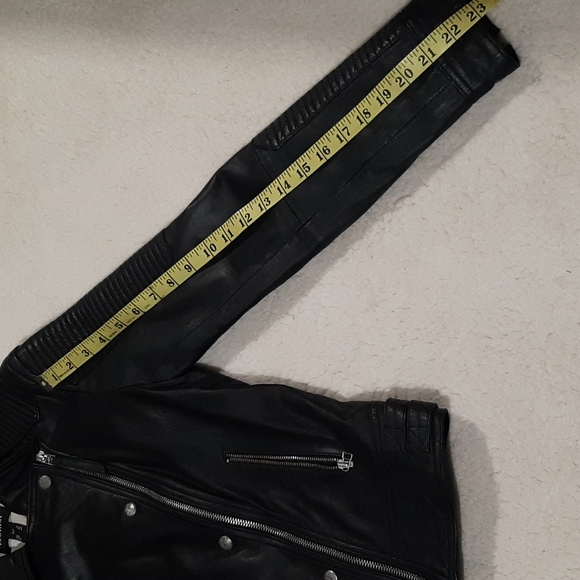 HOT TREND!! Barely worn DANIER BIKER/MILITARY LEATHER JACKET Black Size S - Picture 14 of 16
